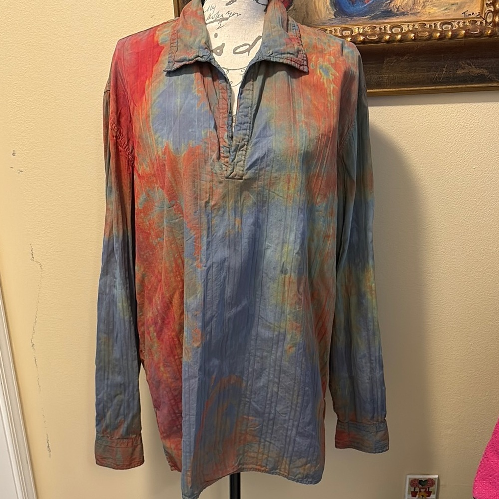 Calvin Klein Colorful Cotton Tie-Dye Long Sleeve Shirt